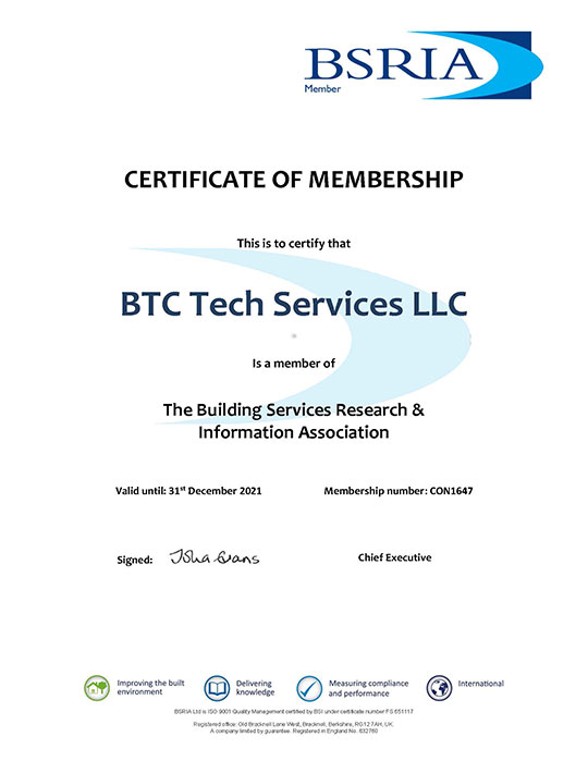 BSRIA Certificate of Membership